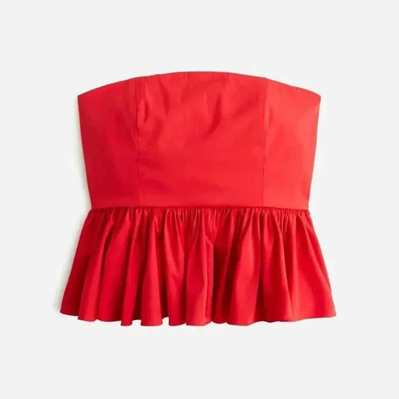 J. Crew Strapless taffeta peplum top in Red Plus Size 20 NWT - Picture 2 of 8